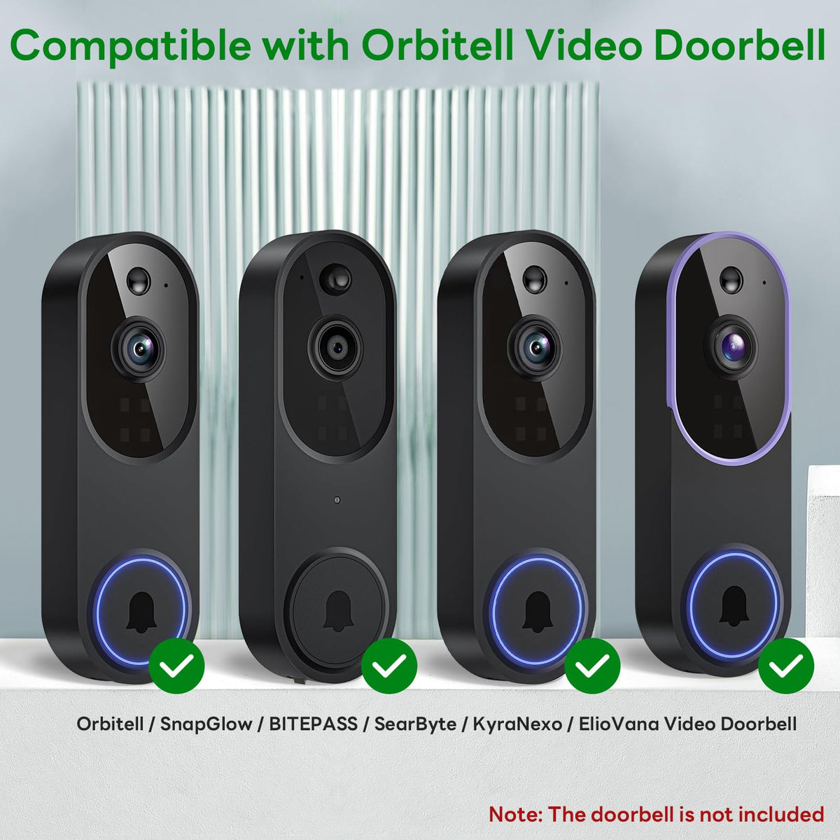 Aaeytby Orbitell doorbell mount close-up shows secure, tool-free installation for renters.