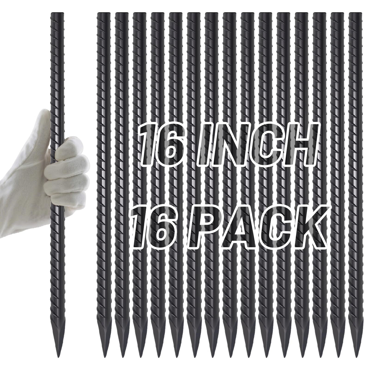 AAGUT 16-inch rebar stakes pack secures ground reliably for outdoor setups.