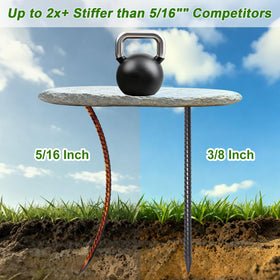 AAGUT chisel-point ground stakes ease insertion into soil for deep penetration.