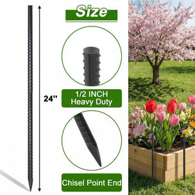 AAGUT rebar stake with chisel-tip drives easily through soil.