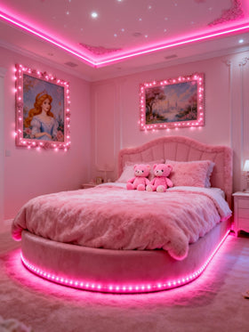 Aalnfe pink LED strip controller and adapter enabling easy brightness control