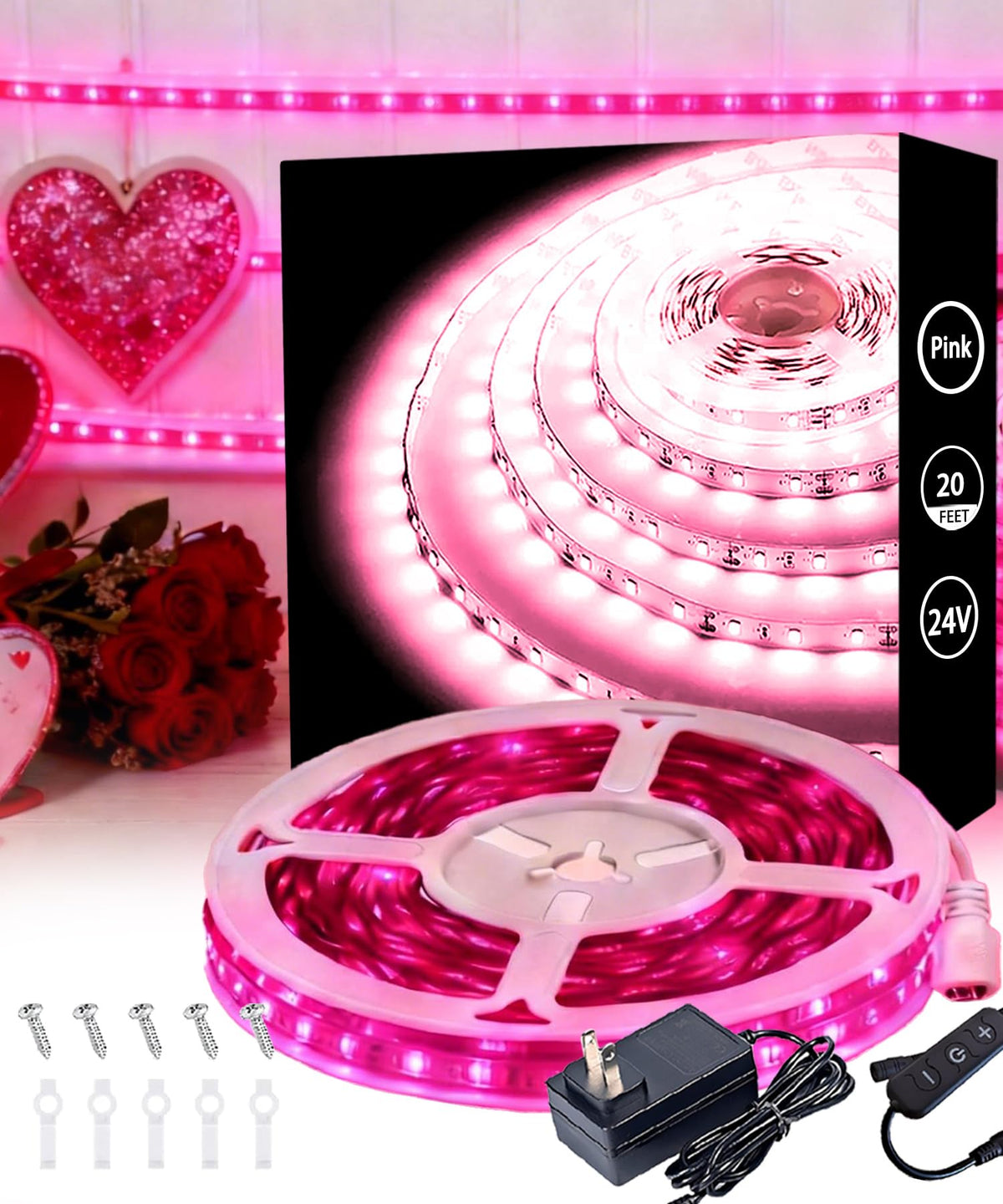 Aalnfe pink LED strip in living room providing smooth, colorful lighting for cozy evenings
