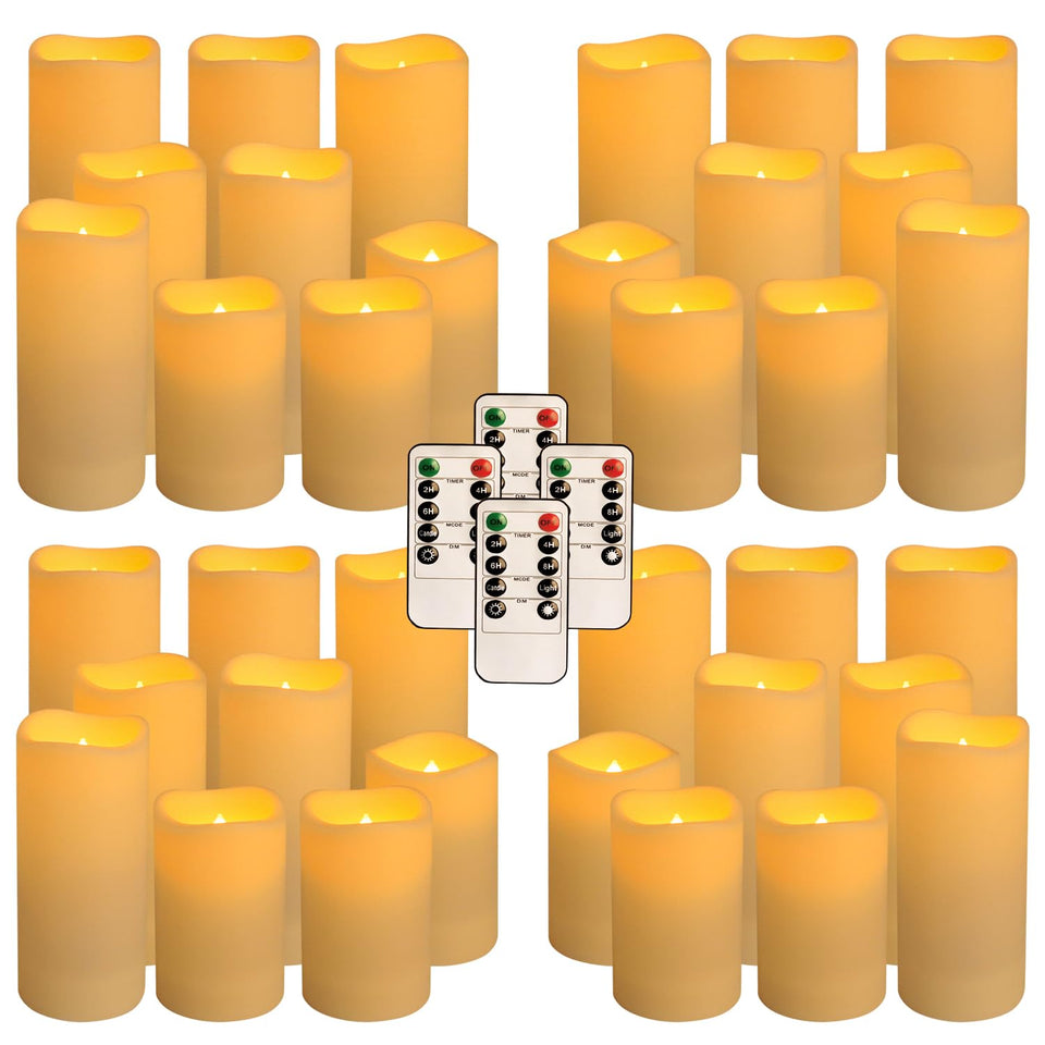 Aamdkcyu 36-pack flameless candles with remote control for outdoor ambiance