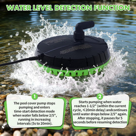 Aarcinhke bottom-suction pump drains water to 2/5 inch.