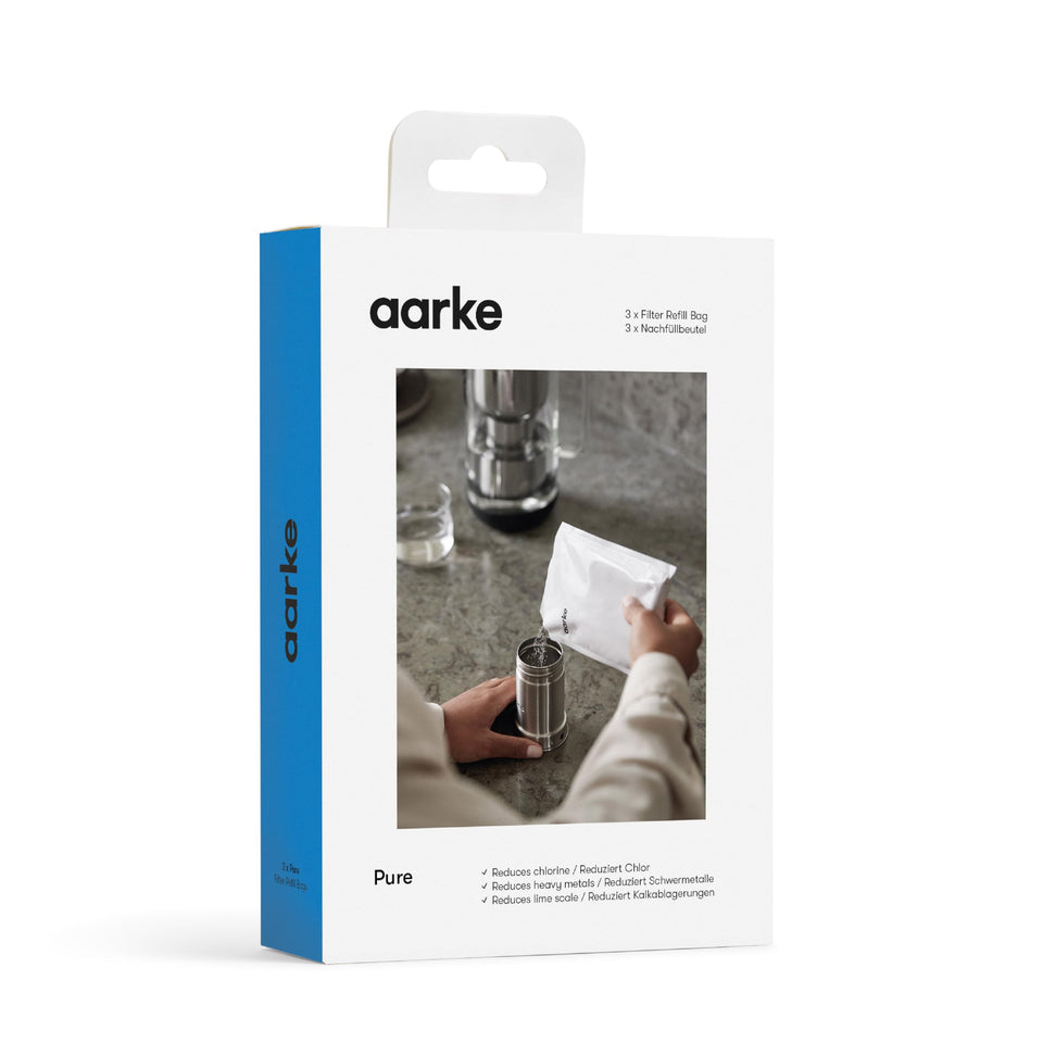 Aarke Pure filter granules bag ready for refill in the purifier