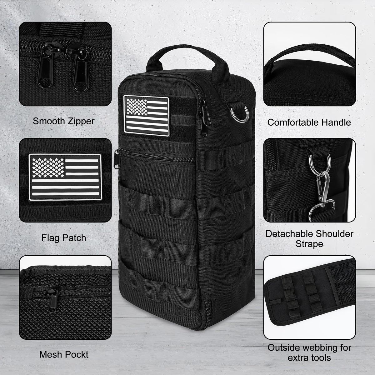 AASTT 13-Inch tool bag hammer loop enables fast tool reuse.