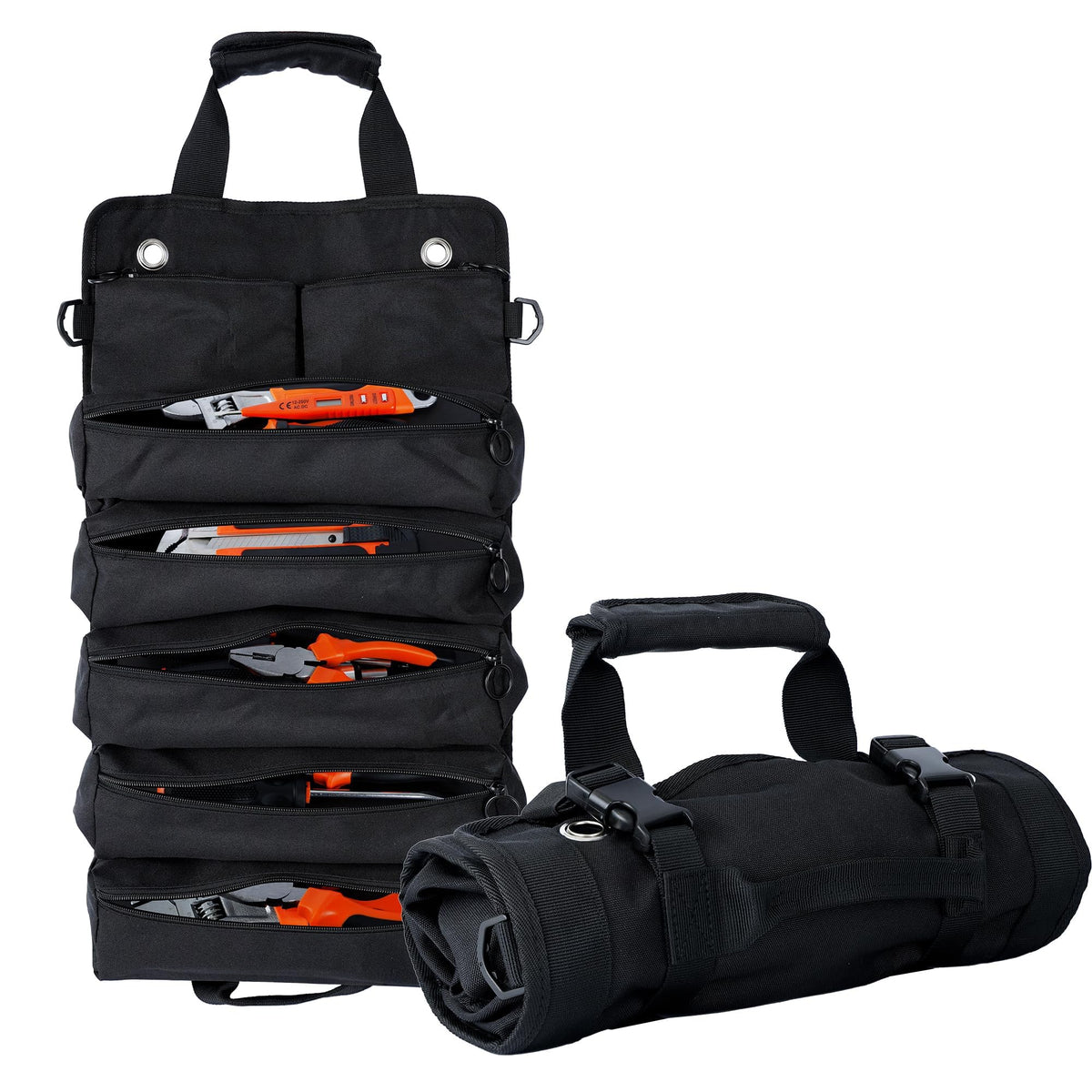 AASTT portable roll-up tool bag front view for easy carry