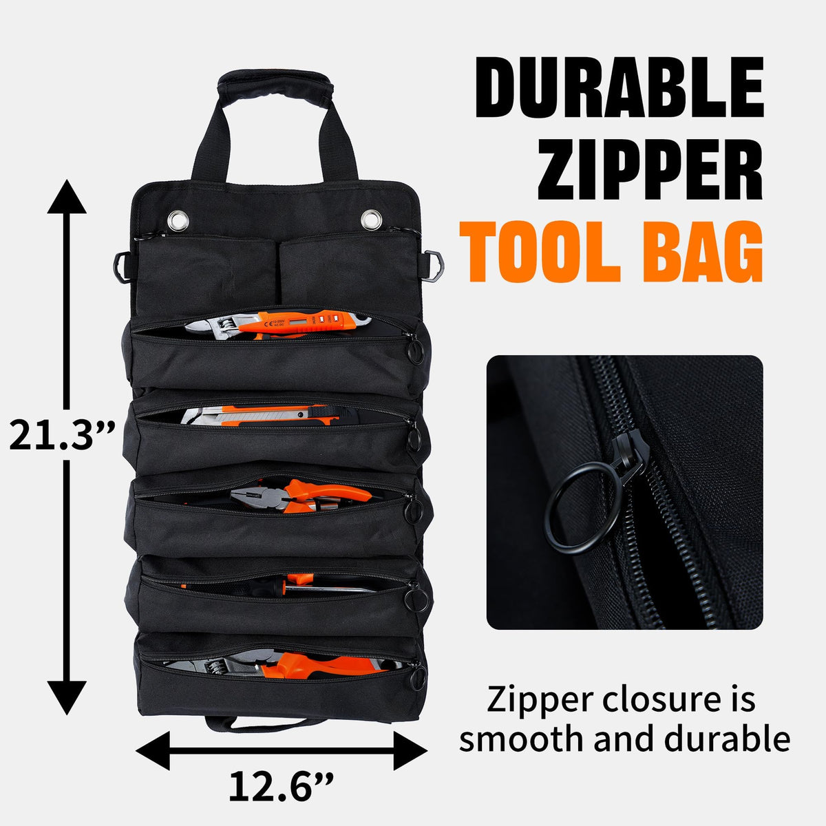 AASTT roll-up bag unrolled showing organized pockets