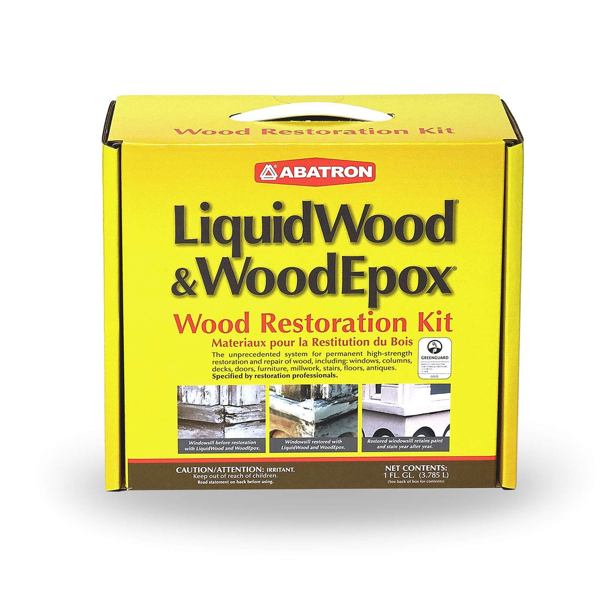 Abatron LiquidWood epoxy resin bottle for wood hardening.