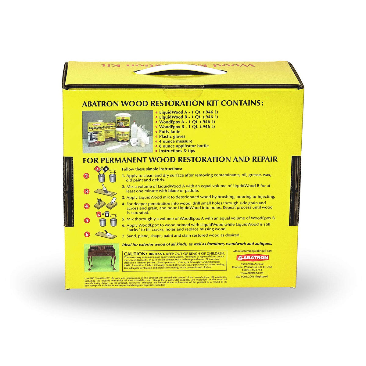 WoodEpox filler tub by Abatron for patching damaged wood.