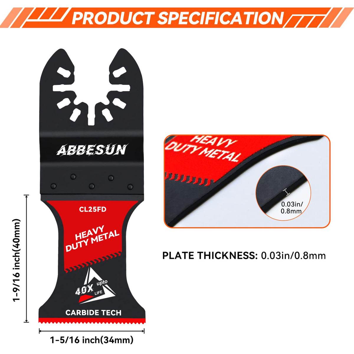 Abbesun carbide oscillating blade hard metal cutting handles tough material