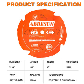 Abbesun D0704DH blade designed for fiber cement and laminate tasks