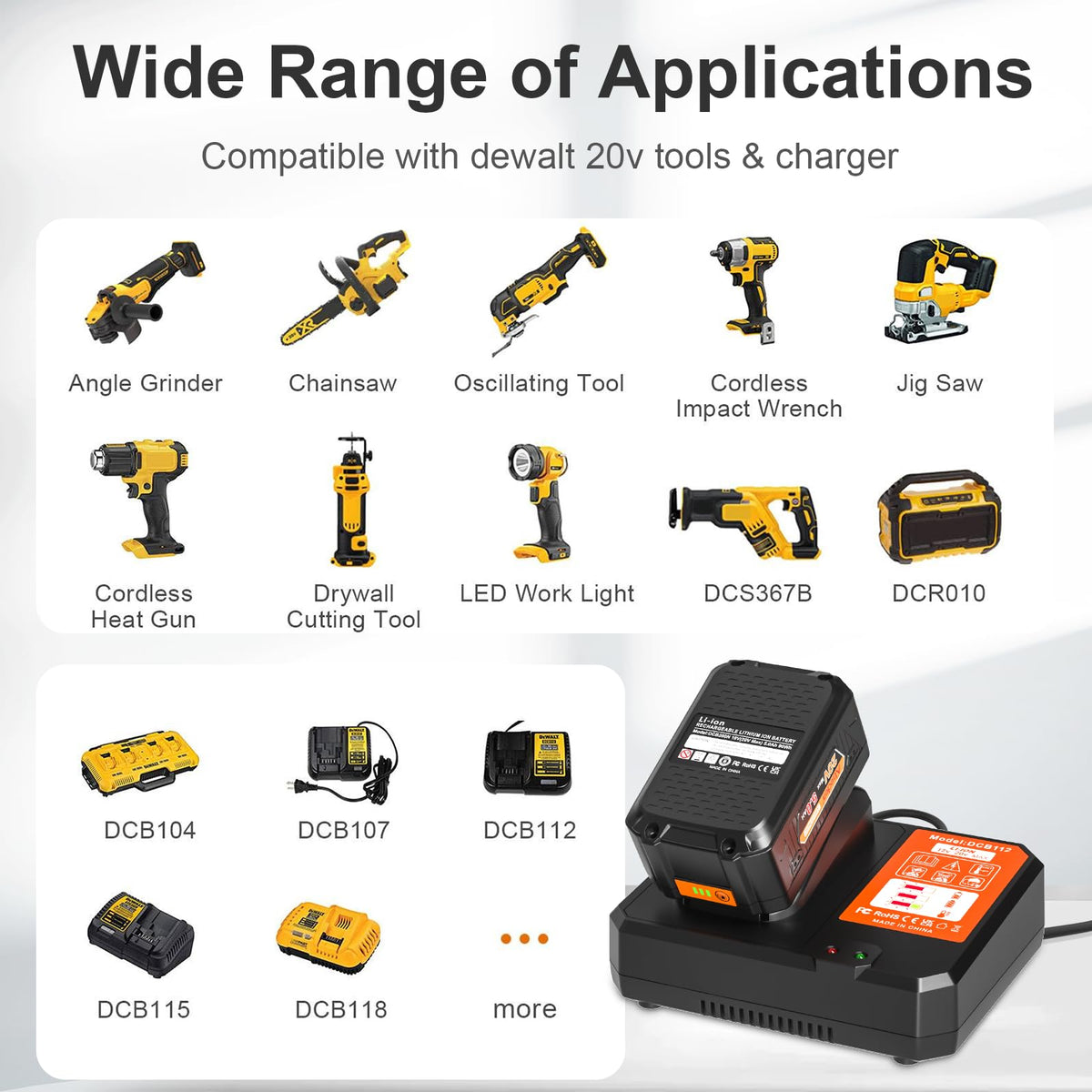 Abeden DCB112 dual charger for fast, reliable recharging.