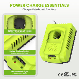 Abeden LED power indicator shows charge levels at a glance.