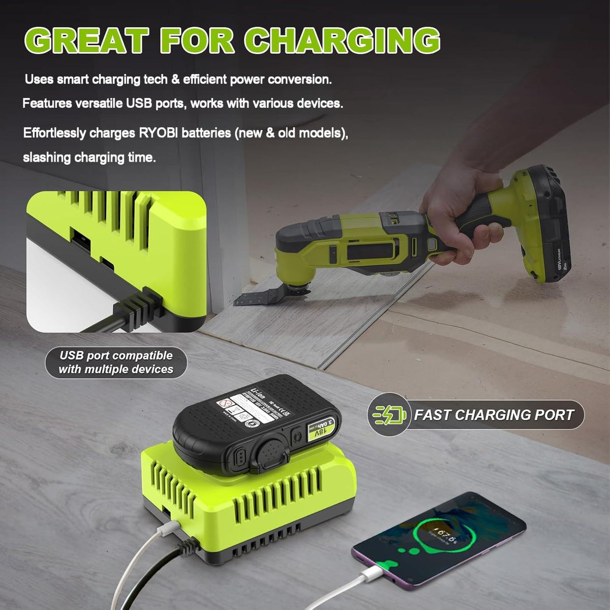 Abeden P117 LED indicators show charging status clearly