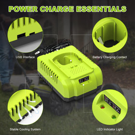 Abeden P117 fast charger side view highlighting compact form