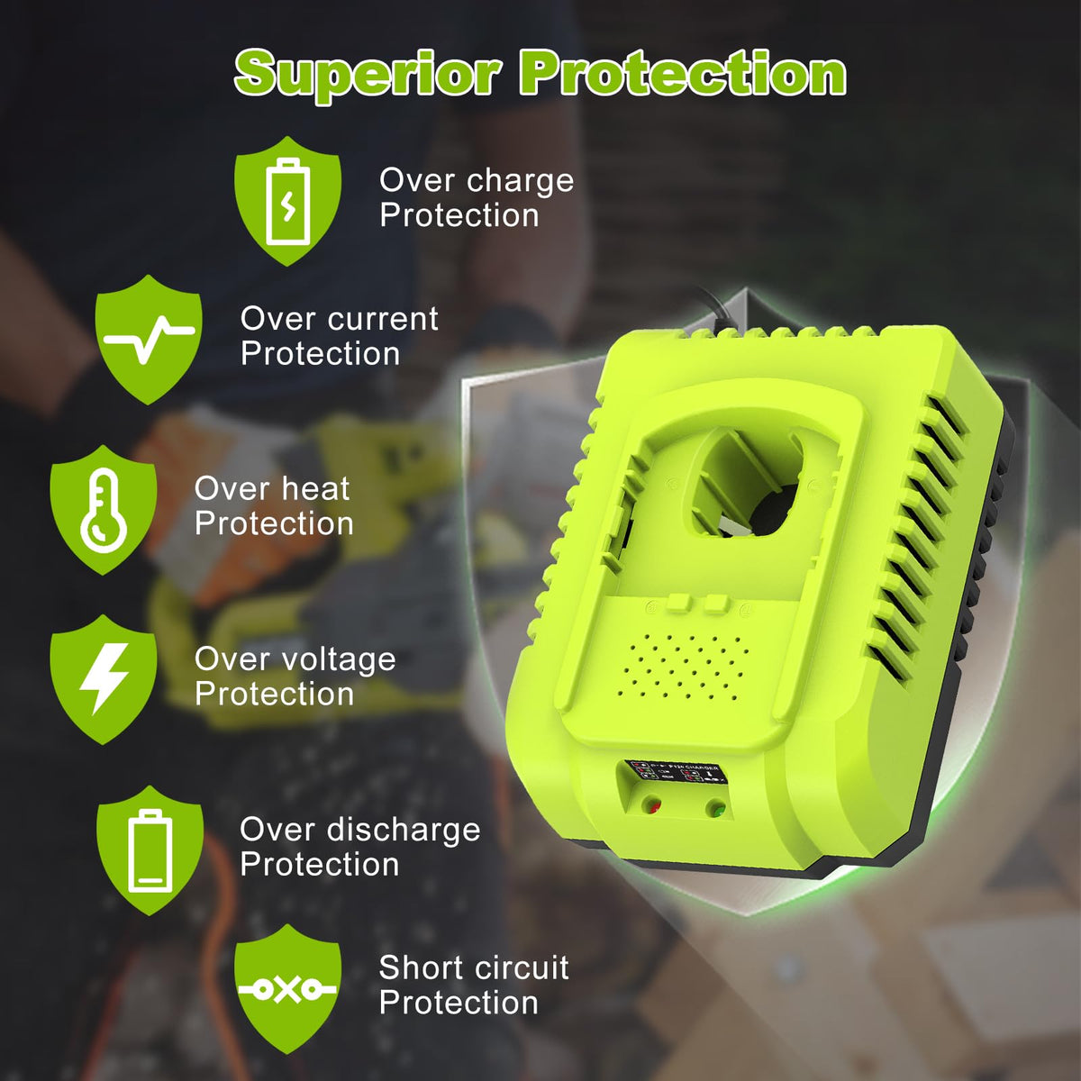 Abeden P117 with battery demonstrates quick recharge for 18V packs