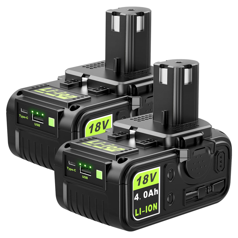 Abeden Ryobi P108 4.0Ah battery front view for reliable ONE+ power