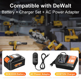 Abeden wide compatibility with Dewalt 20V Max batteries and tools.