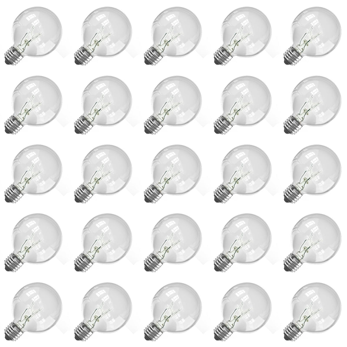 Abeja G40 bulb close-up, 1.5-inch clear globe, ideal for indoor-outdoor ambient lighting.