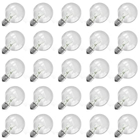 Abeja G40 bulb close-up, 1.5-inch clear globe, ideal for indoor-outdoor ambient lighting.