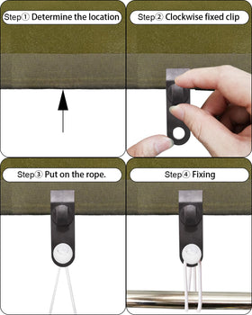 ABINLIN bungee cords in tarp and tent setup for stability.