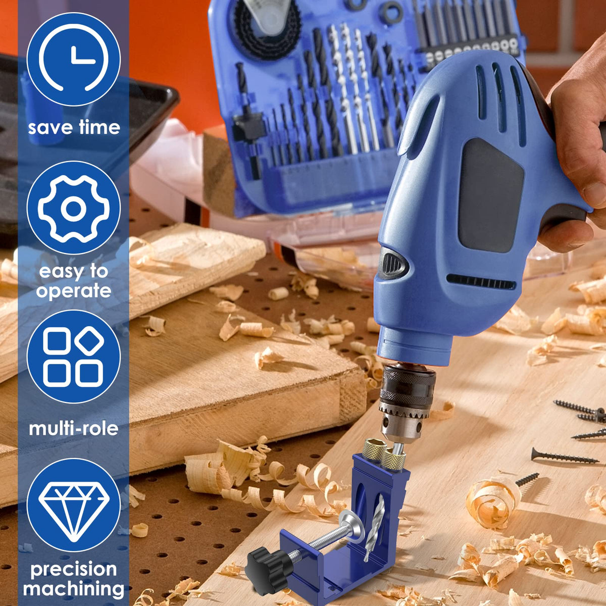 Abizarch 6-inch hex shank drive cross screwdriver in blue kit.