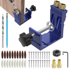 Abizarch white plugs complement the blue jig for hidden fasteners.