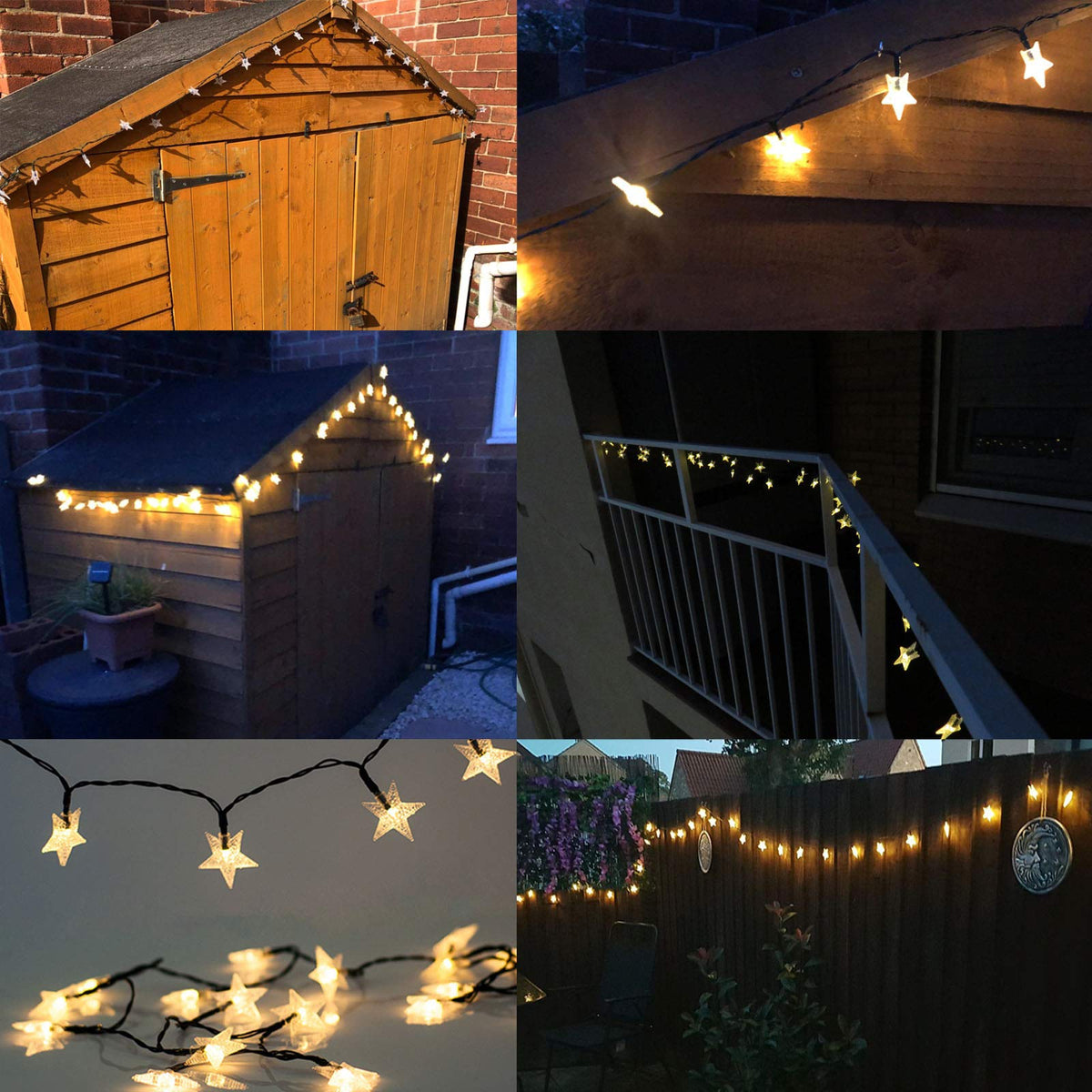 Abkshine ambient garden lighting brightens a patio and fence line.