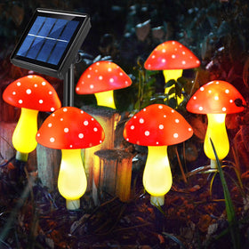 Abkshine mushroom lights red outdoor decor creates a cozy garden ambiance along paths