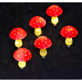 Abkshine set of 6 red mushrooms ideal as festive decor for celebrations
