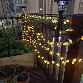 Abkshine solar panel and battery unit powering the star lights.