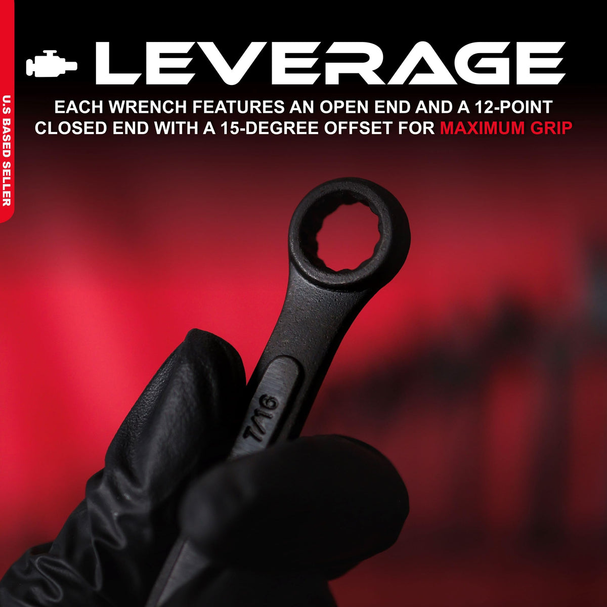 ABN 15-degree offset wrenches deliver extra leverage.