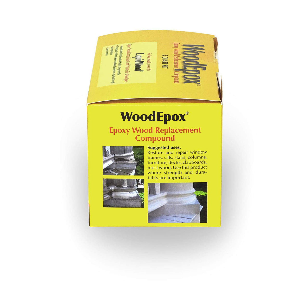 Abatron WoodEpox Kit 2Qt exterior repairs bond to substrate and resist weathering.