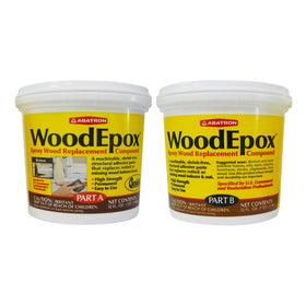Abatron WoodEpox Kit 2Qt packaging demonstrates a complete indoor and outdoor repair solution.