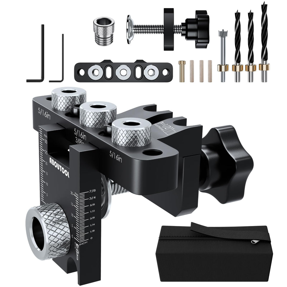 Aboutool self-centering dowel jig kit guides holes for precise panel joints
