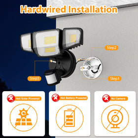 Abovizo 4-head architecture illuminates a wider area for yard safety.
