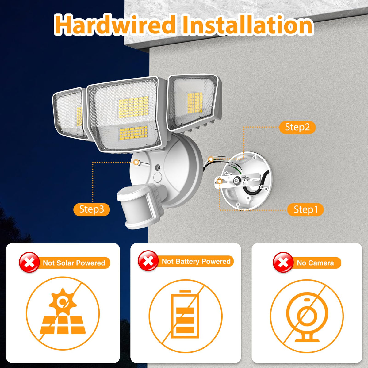 Abovizo four-head motion flood light with adjustable angles for wide yard coverage