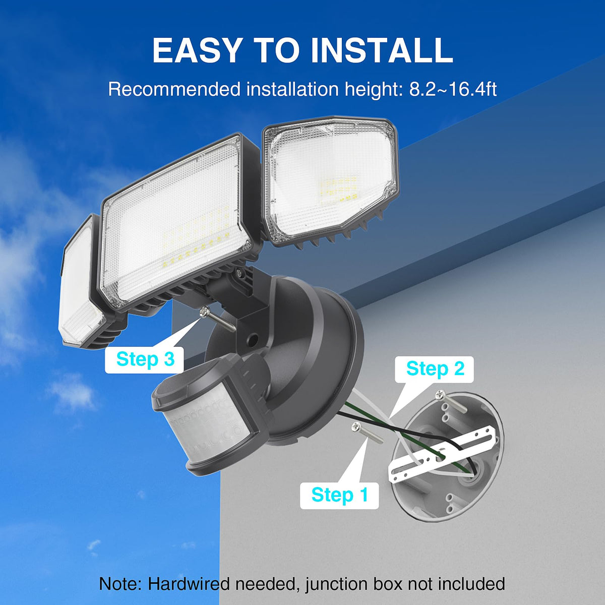 Abovizo black finish complements modern exteriors with robust lighting