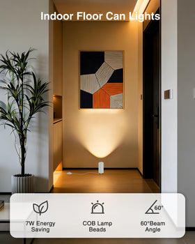 Abovizo floor can light brushed aluminum design provides subtle ambient glow.