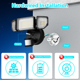 Abovizo three-head design enables adjustable light angles for wide coverage
