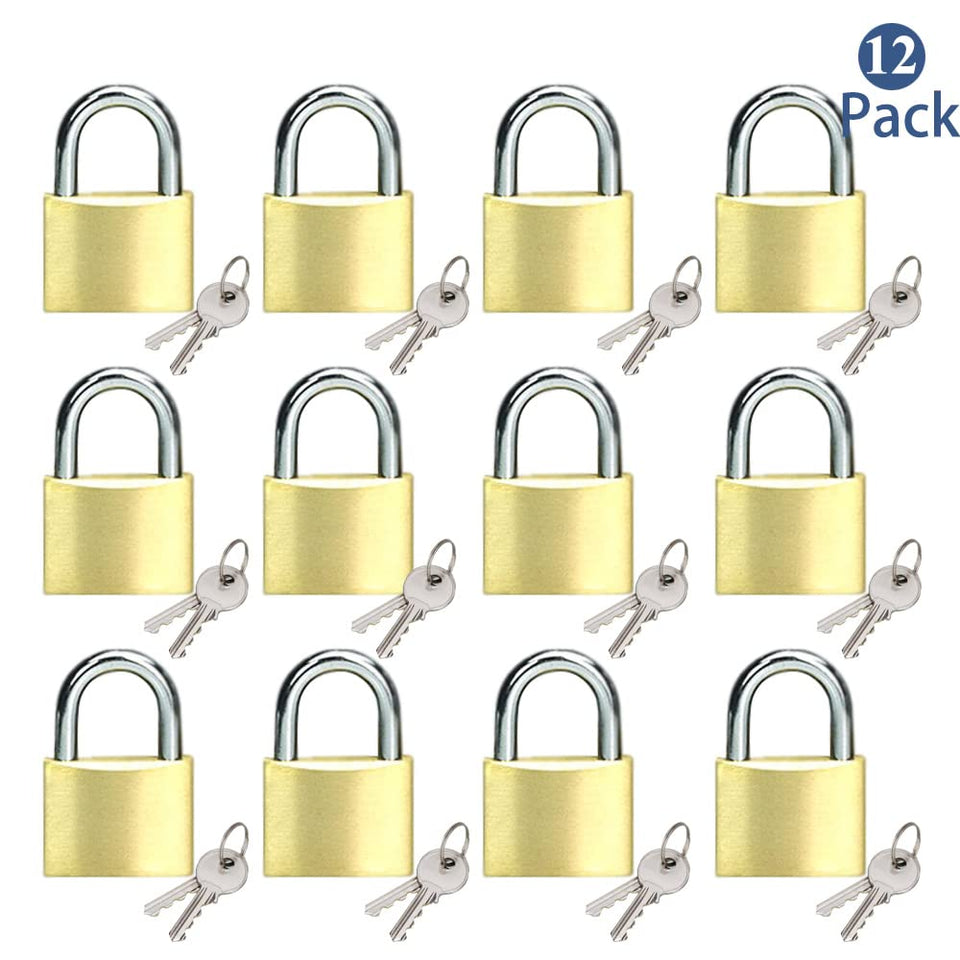 Abra Fox solid brass padlock 12-pack with compact body for lockers.