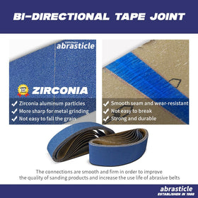 Abrasticle belt with smooth seam joint enabling consistent sanding on metal