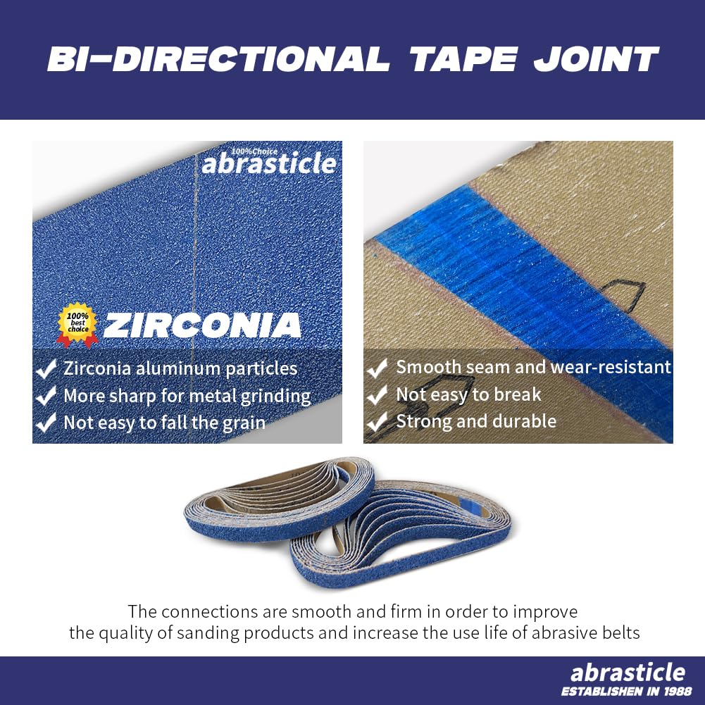 Abrasticle belt features a smooth seam for uninterrupted sanding and consistent results.