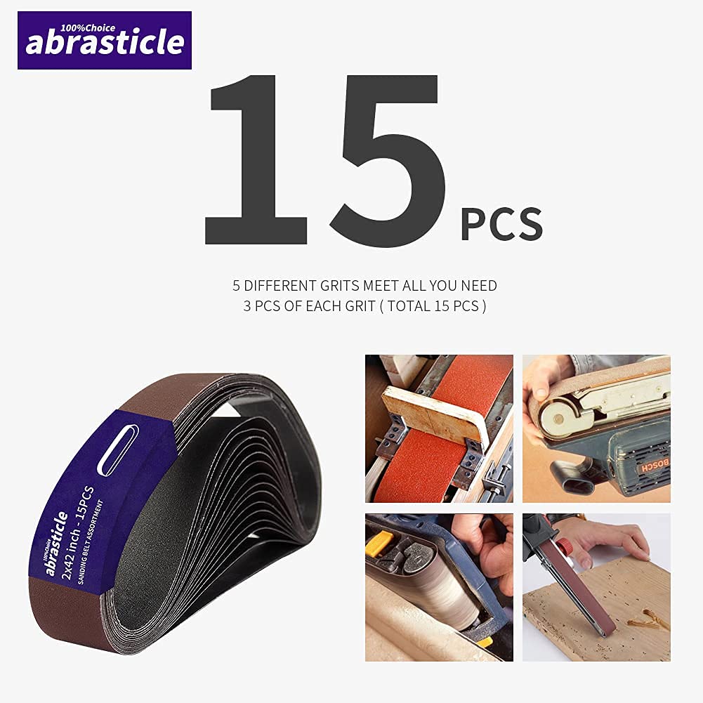 abrasticle sanding belts 240 grit for mid-polish and deburring across materials.