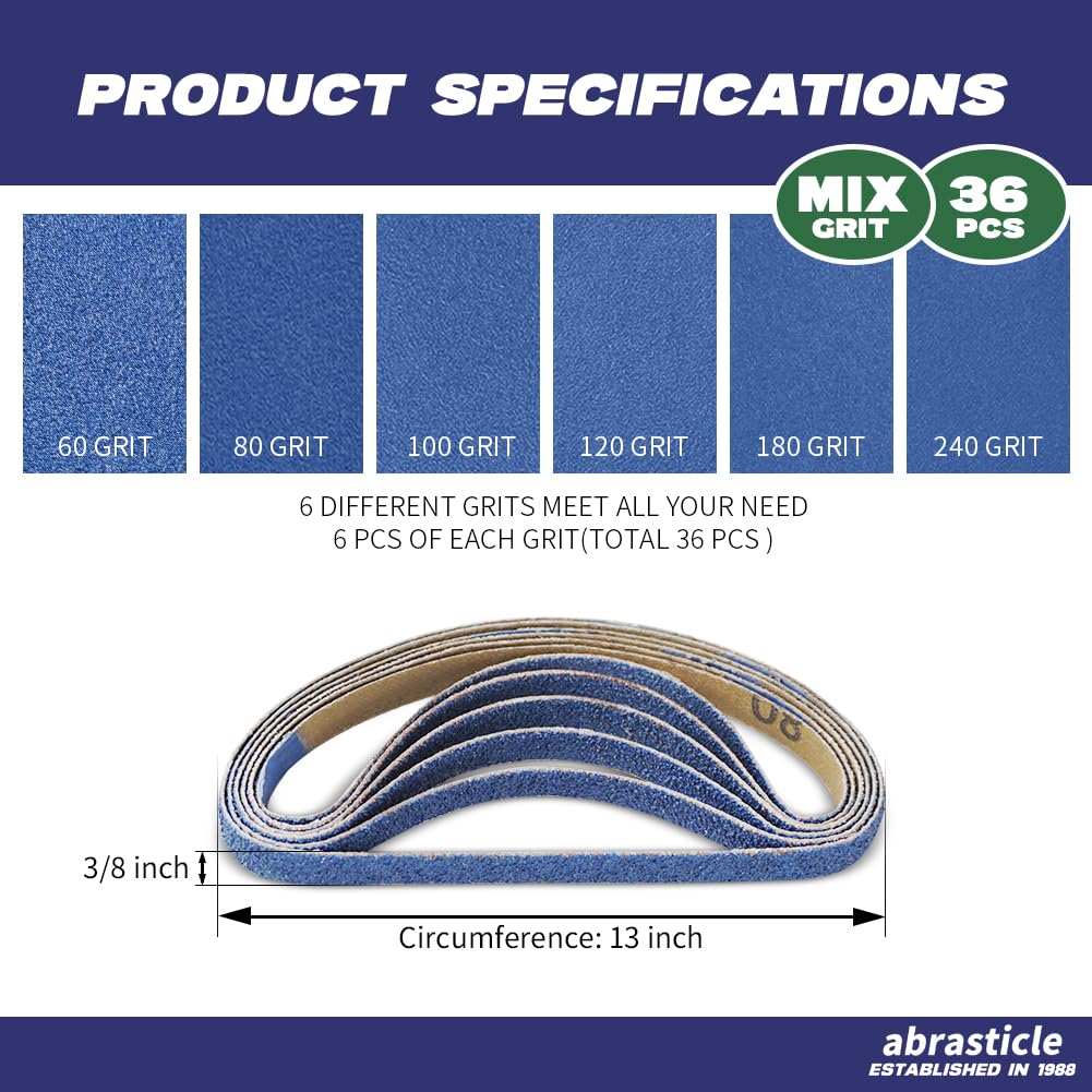 Abrasticle zirconia sanding belt 80-grit blue grain delivers a smoother finish on metal surfaces.