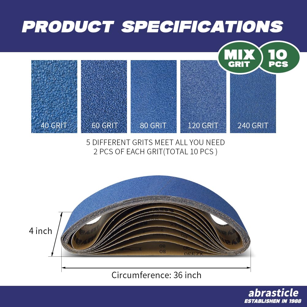 Abrasticle zirconia belt pack versatile for metal polishing and rust removal