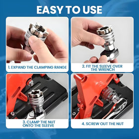 Abruga self-adjusting socket for varied fasteners.