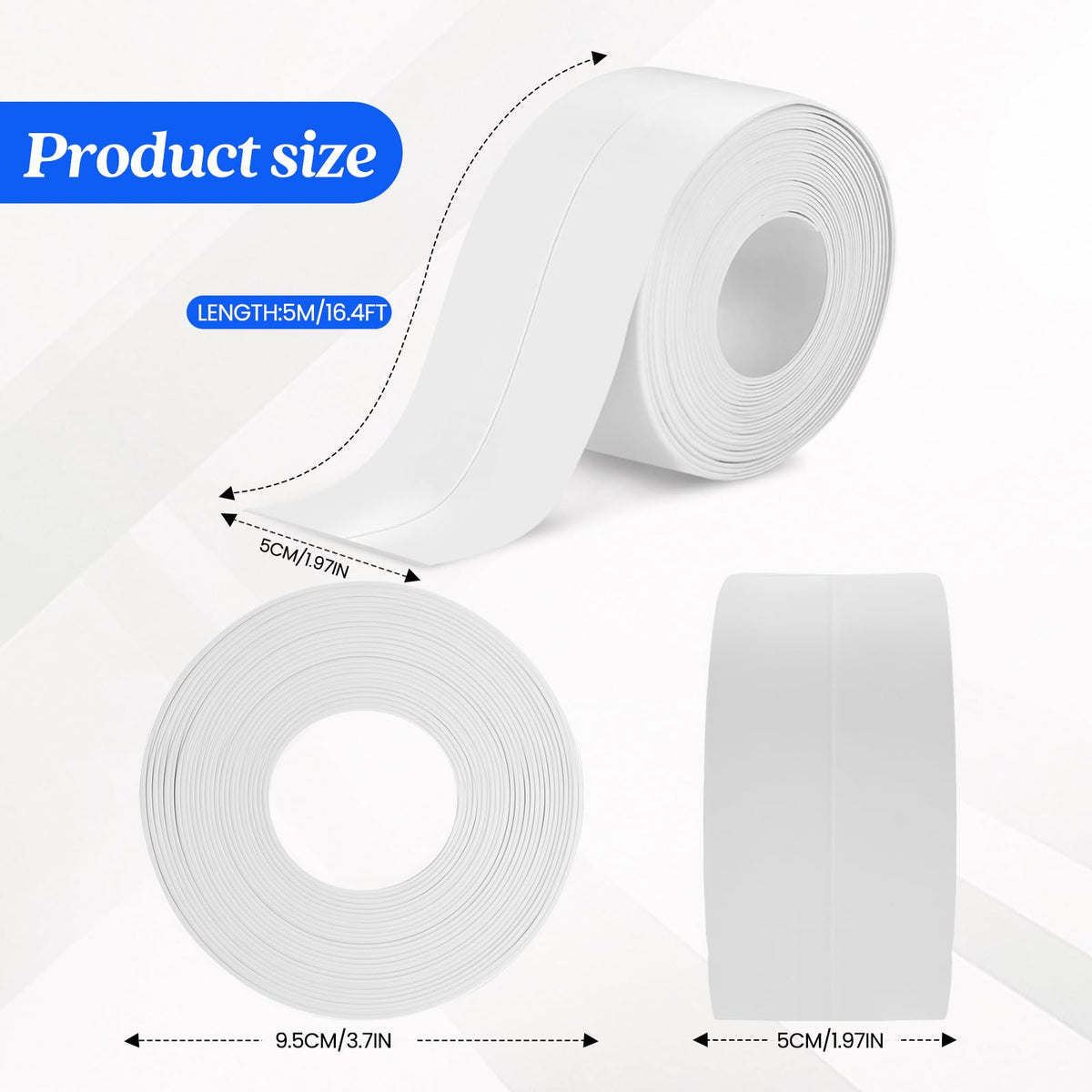 ABSOFINE caulk tape toilet edge helps prevent leaks and keeps the bathroom tidy.