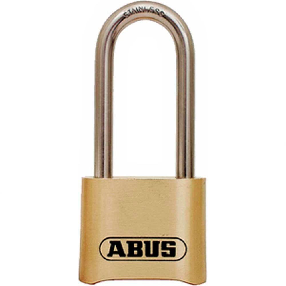 ABUS 180/50 solid brass padlock with long stainless shackle for marine security.